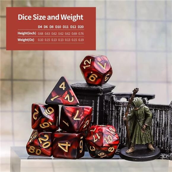 Polyhedral Dice Set (35 Pieces) with Black Pouches, 5 Complete Double-Colors - Picture 4 of 7